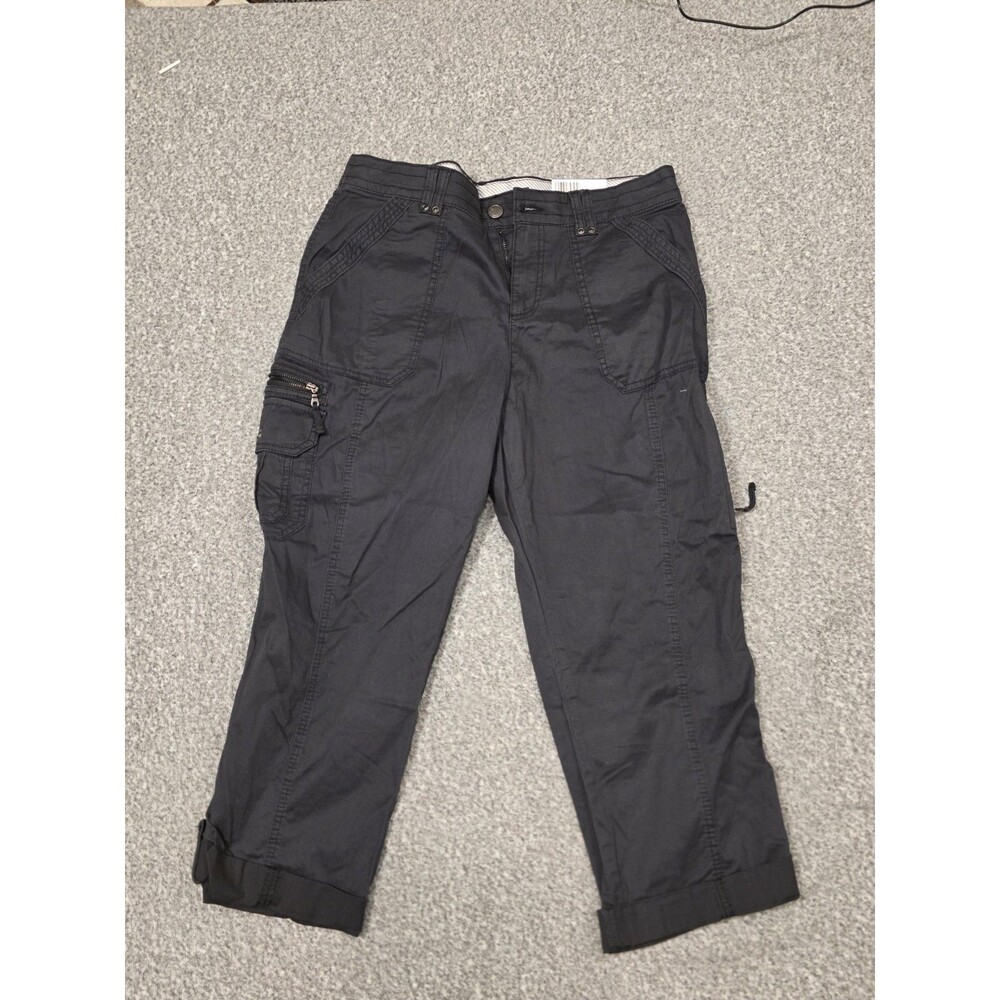 Natural Issues Black Cargo Pants Flat Front Zip Button Comfort Waist Pockets Wo… - Picture 3 of 12